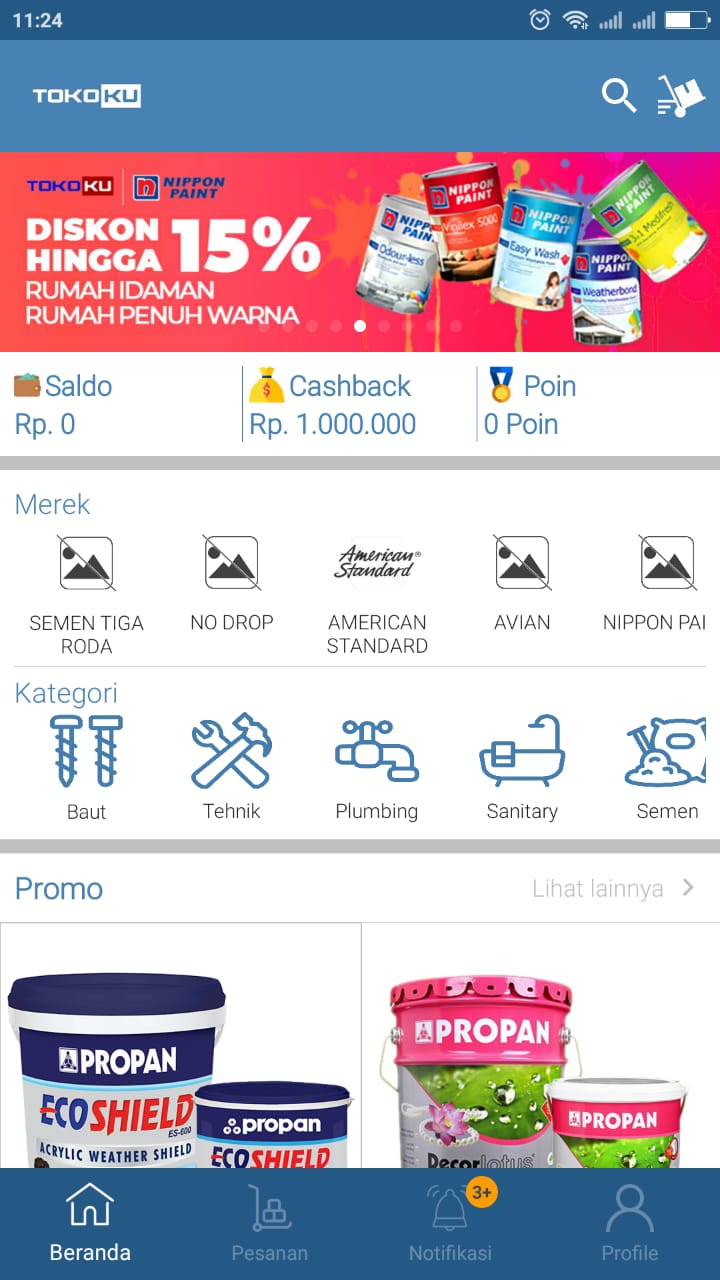 Aplikasi Online Shop (E-commerce) Toko Bangunan