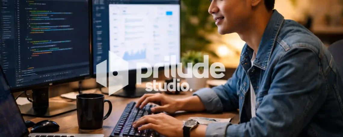 Ilustrasi Developer Yang Sedang Menggunakan Framework Laravel