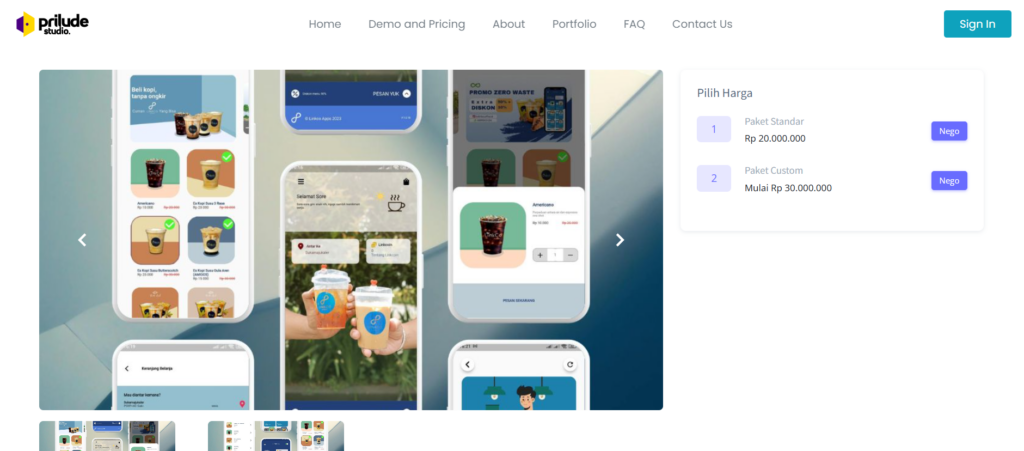 Contoh aplikasi UMKM berbasis mobile yang dikembangkan oleh tim Prilude Studio untuk mendukung operasional bisnis digital.