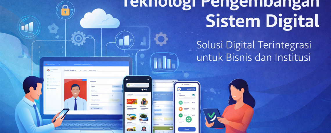 Ilustrasi teknologi pengembangan sistem digital Prilude untuk solusi bisnis dan institusi