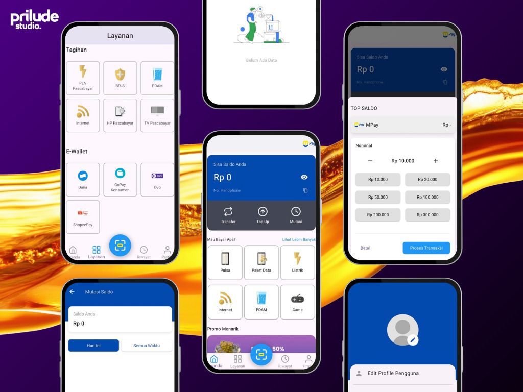 Fitur lengkap aplikasi PPOB terbaik Mutupay buatan Prilude Studio.