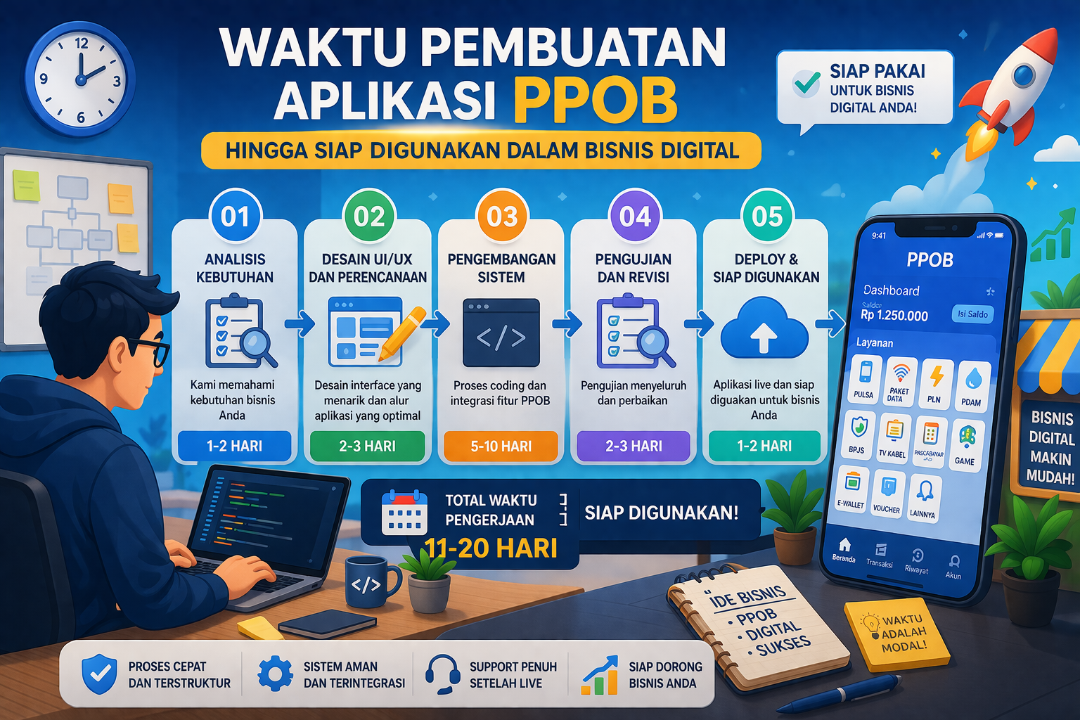 Waktu pembuatan aplikasi PPOB
