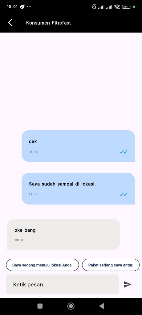 chat dengan ojol