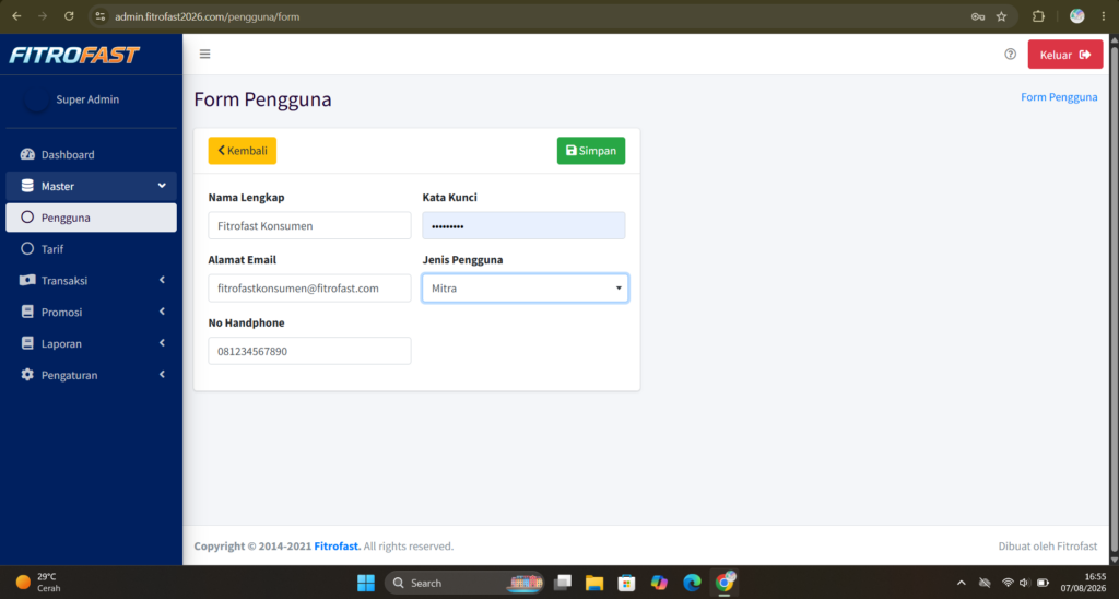 penambahan pengguna